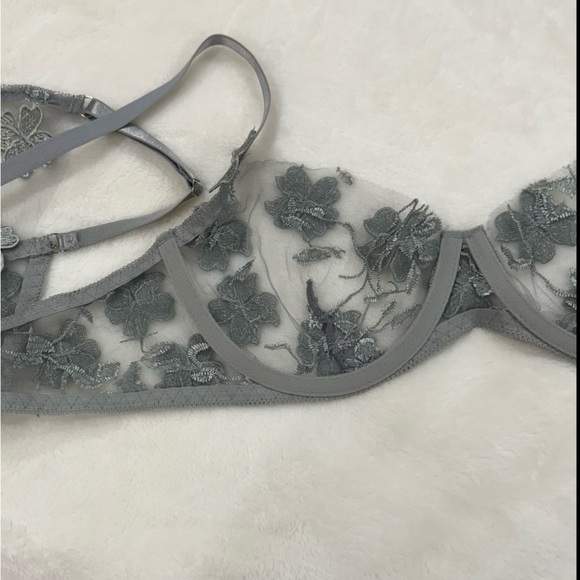 Appliques Sheer Mesh Underwire Set - Picture 7 of 7